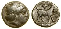 trihemiobol ok V–IV w. pne, Aw: Głowa Artemis w 