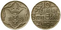 10 fenigów 1923, Berlin, herb Gdańska, patyna, A