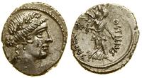 denar 48 pne, Rzym, Aw: Głowa kobiety w wieńcu w