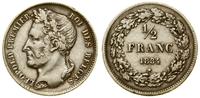 1/2 franka 1834, Belgia, moneta czyszczona, De M