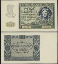 5 złotych 1.08.1941, seria AD, numeracja 7018494