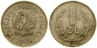 1 złoty 1949, Kremnica, z obróconym stemplem rew
