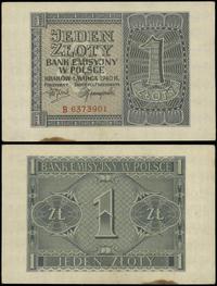 1 złoty 1.03.1940, seria B, numeracja 6373901, z
