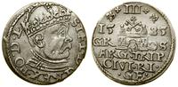 trojak 1585, Ryga, duża głowa króla, krzyżyki po