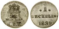 1 sechsling 1839, Hamburg, srebro próby 250, pię