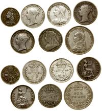 zestaw 7 monet, 6 pensów 1889, 2 x 4 pensy (1838