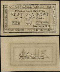 4 złote polskie 4.09.1794, seria 1-L, dziurki po