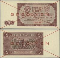 5 złotych 1.07.1948, seria A, numeracja 1234567,