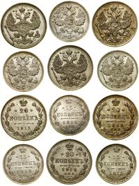zestaw 6 monet, Petersburg, 15 kopiejek z lat: 1