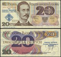 20 złotych 1.06.1982 (1996), seria AM, numeracja