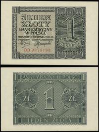 1 złoty 1.08.1941, seria BD, numeracja 9378193, 
