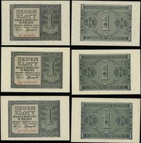 zestaw: 3 x 1 złoty 1.08.1941, serie: AF, BB, BC