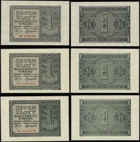 zestaw: 3 x 1 złoty 1.08.1941, serie: AD, BD, BE