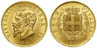 20 lirów 1865 T, Turyn, złoto, 6.45 g, próby 900