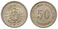 50 fenigów 1876/B, Hanower, bardzo ładne, Jaeger