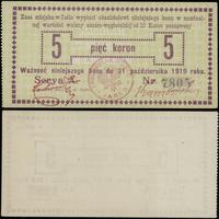 5 koron ważne do 31.10.1919, seria A, numeracja 