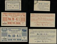 Galicja, zestaw notgeldów o nominałach: 35 fenigów = 70 halerzy 1920, 70 fenigów = 1 korona 1920, 1.40 marki = 2 korony, 1920