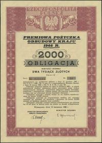 Polska powojenna (1944–1952), obligacja wartości imiennej 2.000 złotych, 15.04.1946