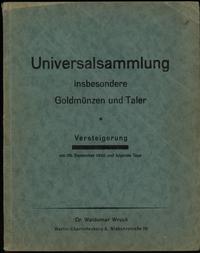 literatura numizmatyczna, Wruck Waldemar, Universalsammlung insbesondere Goldmünzen und Taler aus no..