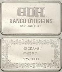 srebrna sztabka kolekcjonerska, BANCO O'HIGGINS 