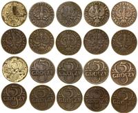 Polska, zestaw: 10 x 5 groszy, 1923–1939
