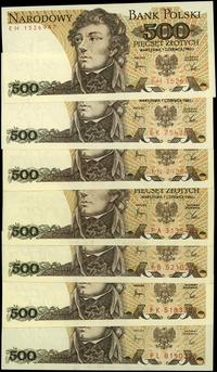 Polska, zestaw: 7 x 500 złotych, 1.06.1982