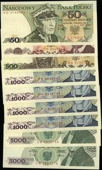 Polska, zestaw 9 banknotów, 1982–1988