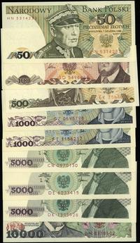 Polska, zestaw 9 banknotów, 1982–1988