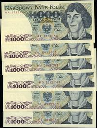 Polska, zestaw 6 banknotów o nominale 1.000 złotych, 1.06.1982