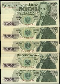 Polska, zestaw: 5 x 5.000 złotych, 1982–1988