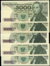 Polska, zestaw: 5 x 5.000 złotych, 1982–1988
