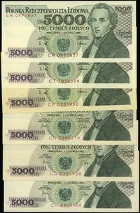 Polska, zestaw: 6 x 5.000 złotych, 1982–1988
