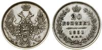 Rosja, 20 kopiejek, 1851 СПБ ПА