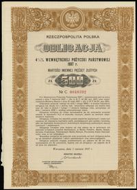 Rzeczpospolita Polska (1918–1939), zestaw: obligacja 4 1/2 % wewnętrznej pożyczki państwowej na 100 i 500 złotych, 1937