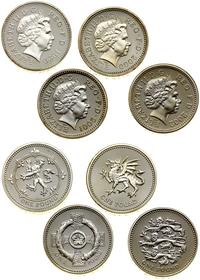 Wielka Brytania, zestaw 4 x 1 funt (piedfort), 1999, 2000, 2001, 2002