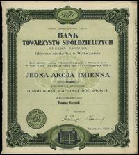 Polska, akcja imienna na 500 złotych, 1929