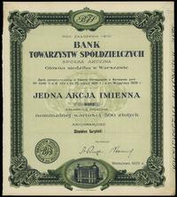 Polska, akcja imienna na 500 złotych, 1929
