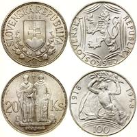 Czechosłowacja, zestaw: 20 koron i 100 koron, 1941–1948