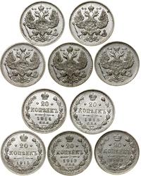 Rosja, zestaw 5 x 20 kopiejek, 1909–1915
