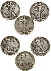 Stany Zjednoczone Ameryki (USA), zestaw 3 x 1/2 dolara, 1942 S, 1943 S (San Francisco), 1945 (Fi