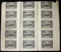 Polska, arkusz nierozciętych banknotów o nominale 20 złotych (15 sztuk), 1.03.1940