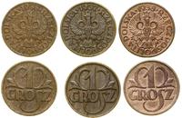 Polska, zestaw: 3 x 1 grosz, 1935, 1937, 1938