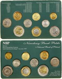 Polska, zestaw monet III RP wprowadzonych do obiegu 1.01.1995