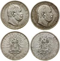 Niemcy, zestaw: 2 x 5 marek, 1874 A i 1876 C