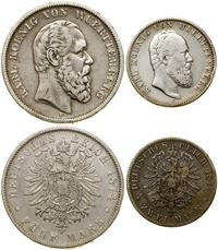 Niemcy, zestaw: 5 marek i 2 marki, 1874 i 1877