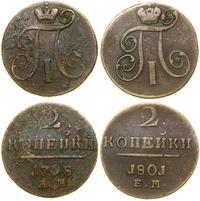 Rosja, zestaw: 2 x 2 kopiejki, 1798 AM, 1801 EM