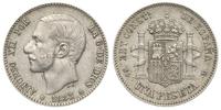 1 peseta 1883/MS-M, Madryt, srebro 5.04 g, rzadk