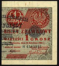 1 grosz 28.04.1924, Seria H, prawa połówka, ślad