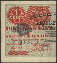 grosz 28.04.1924, bilet zdawkowy - lewa strona s