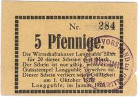 5 fenigów 1.10.1920, pieczęć magistratu, tekturk